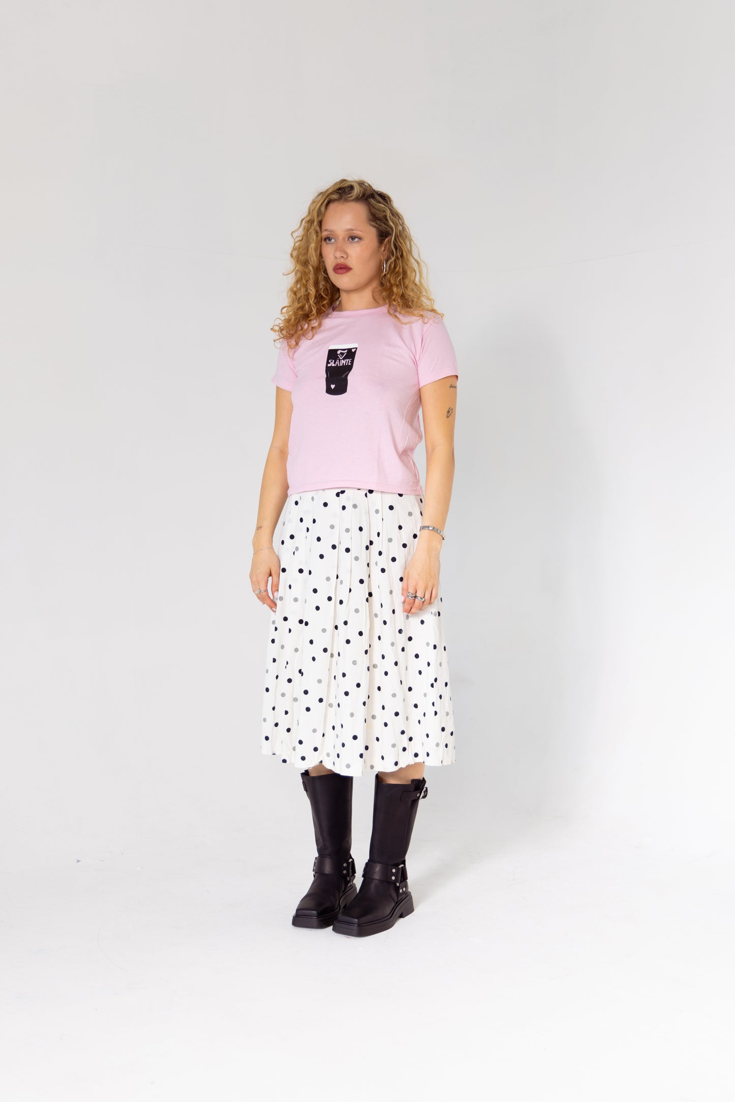 Sláinte Boxy Baby Tee in Baby Pink