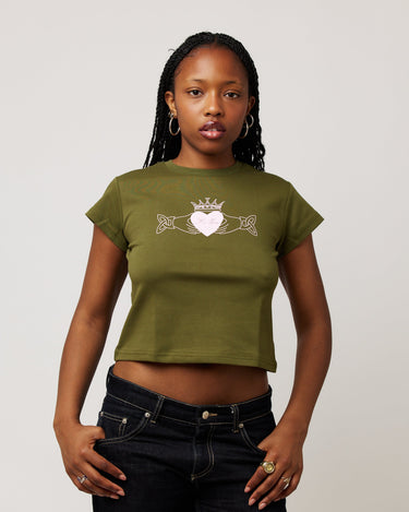Le Grá Baby Tee Green