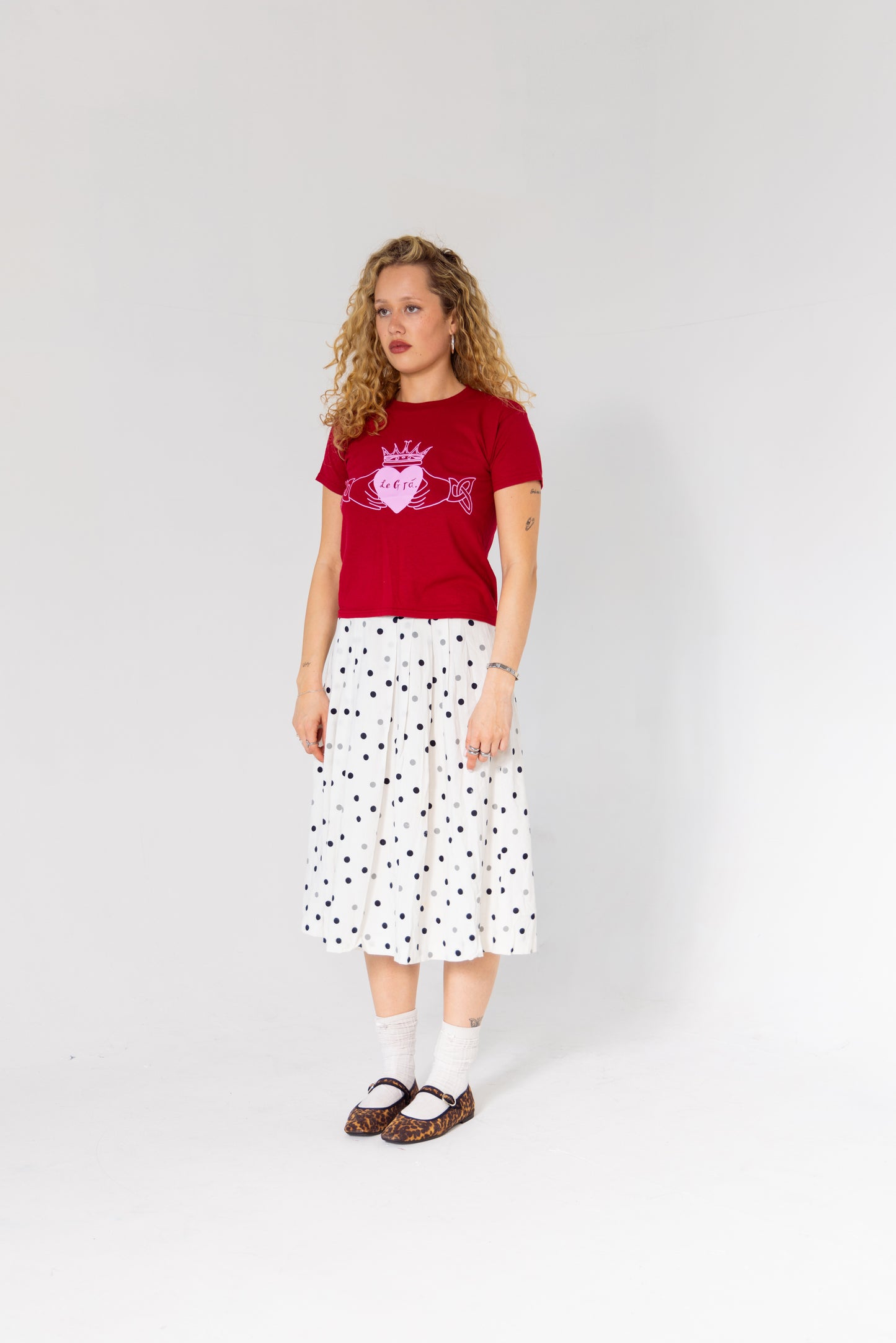 Le Grá Boxy Baby Tee in Deep Red