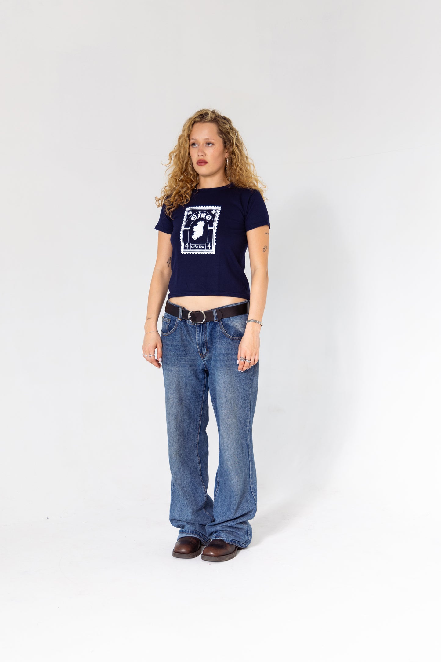 Éire Boxy Baby Tee in Navy