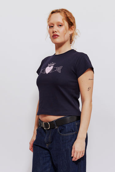 Le Grá Baby Tee Navy