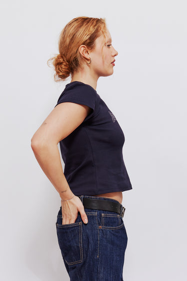 Le Grá Baby Tee Navy