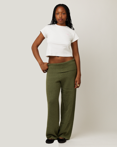 Green Fold Over Knit Pants