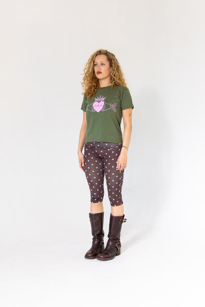 Le Grá Boxy Baby Tee in Military Green