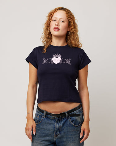 Le Grá Baby Tee Navy