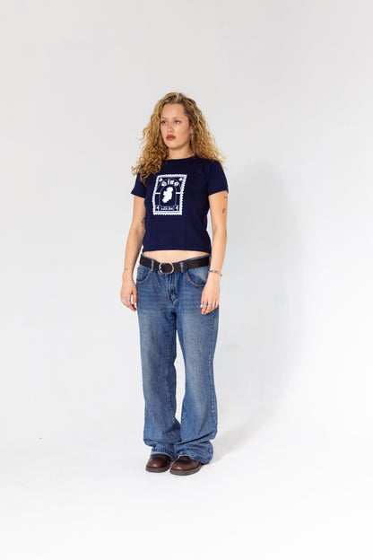 Éire Boxy Baby Tee in Navy