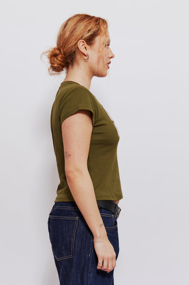 Vintage Stamp Baby Tee Green