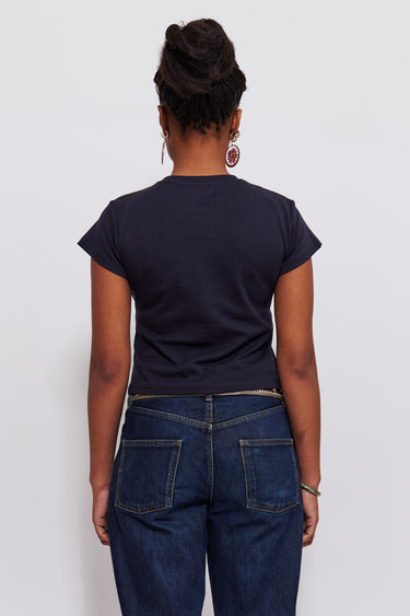 Vintage Stamp Baby Tee Navy