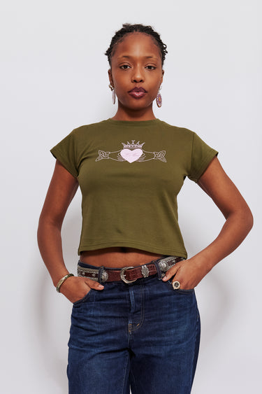 Le Grá Baby Tee Green