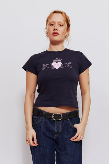 Le Grá Baby Tee Navy