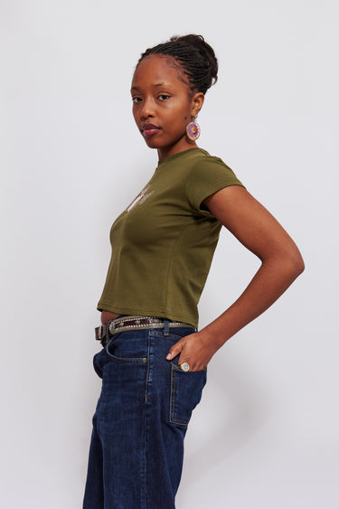 Le Grá Baby Tee Green